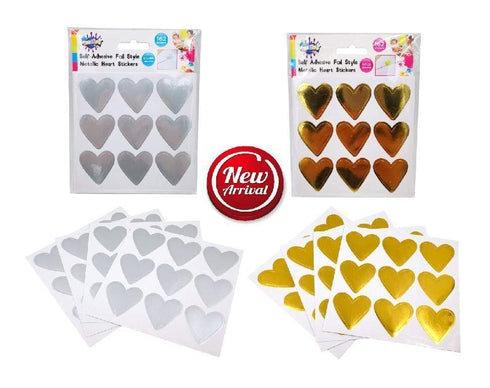AussieSuperStore Art & Craft Essentials Foil Heart Stickers (in 2 colours) Foil Heart Stickers (in 2 colours) | Scrapbooking Stickers